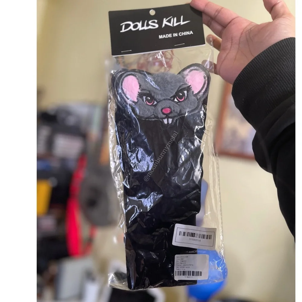 NEW Rare exclusive Dolls Kill Rat Socks Knee high Thigh Goth Punk Mouse Gnaw - Picture 2 of 5